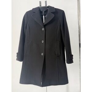 LL Bean Womens Black Wool Car Coat Premium Italian Fabric Insulated Size 8 Pet